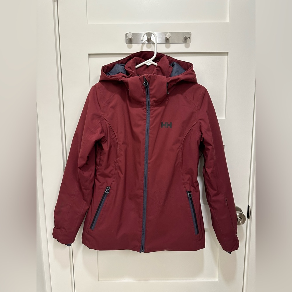 Helly Hansen Insulated Ski Jacket Women’s Small Red Burgundy Snow Wind